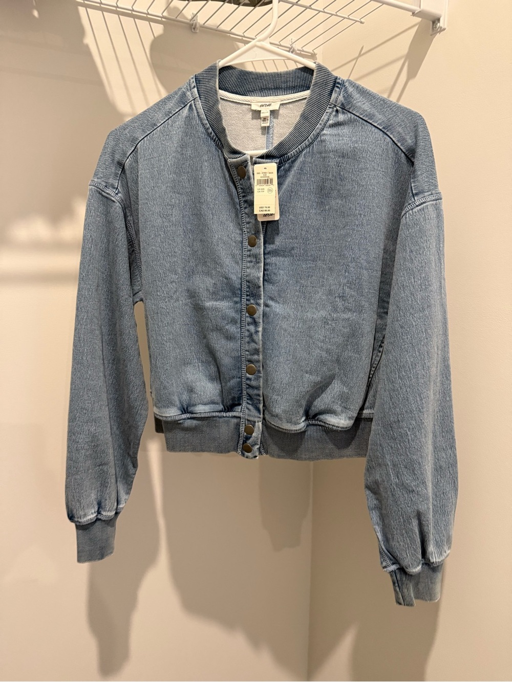 Aerie Denim Bomber Jacket